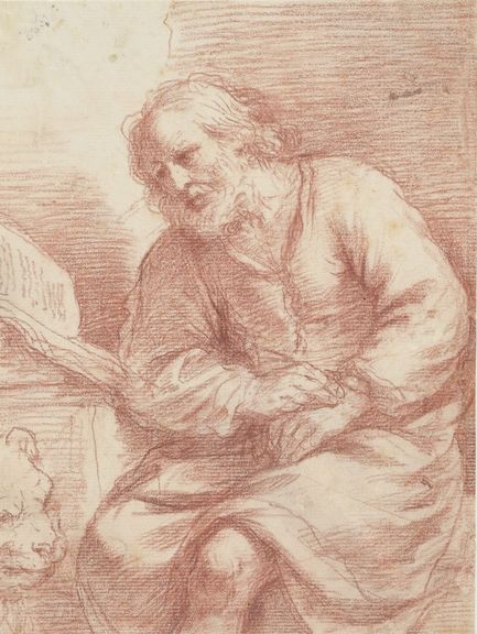 Bildnr. I/28: Giovanni Francesco Barbieri gen. Il Guercino (1591–1666), Der Evangelist Markus, um 1640/50, Rötel