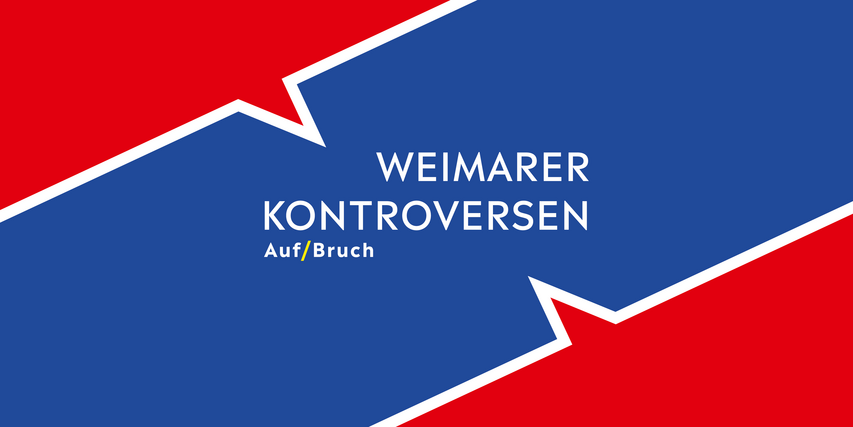 Zweifarbiges Werbemotiv zu den Weimarer Kontroversen 2024