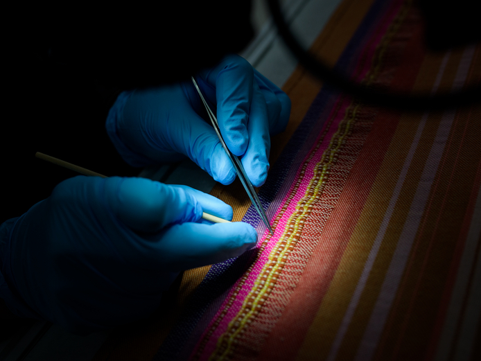 Detailaufnahme: Analyse eines Wandbehangs