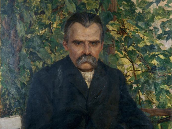 Friedrich Nietzsche in der Pergola am Haus seiner Mutter in Naumburg, Portrait von Curt Stoeving